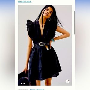 Anthropologie- Magali Pascal Black Ruffled Mini Dress